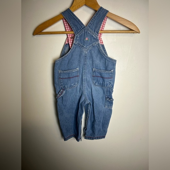Vtg 90s Faded Glory Denim Overalls Size 18 Months Little Girl Sherry Embroidery - Picture 8 of 14